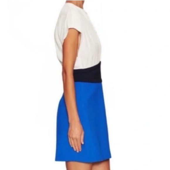 MAJE ROXINA Black White COBALT BLUE Color Block Mini Dress - Picture 3 of 5